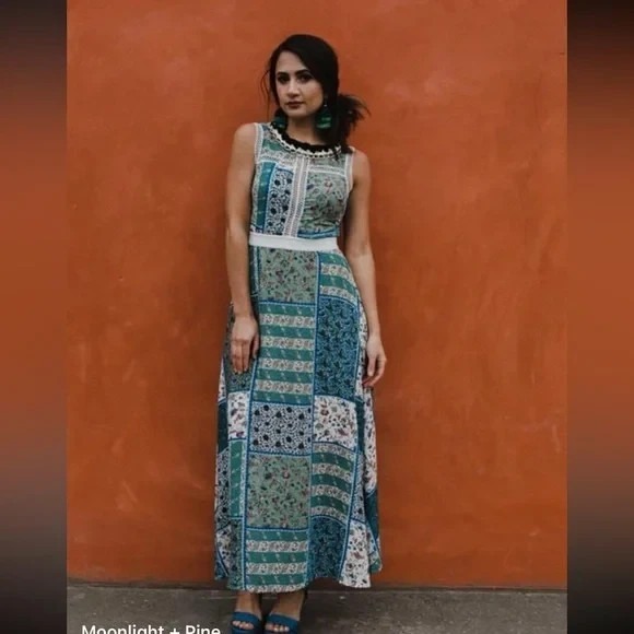 NWT La Diosa Patchwork Boho Maxi Dress Size S cottagecore Bohemian Boho Chic - Picture 10 of 12
